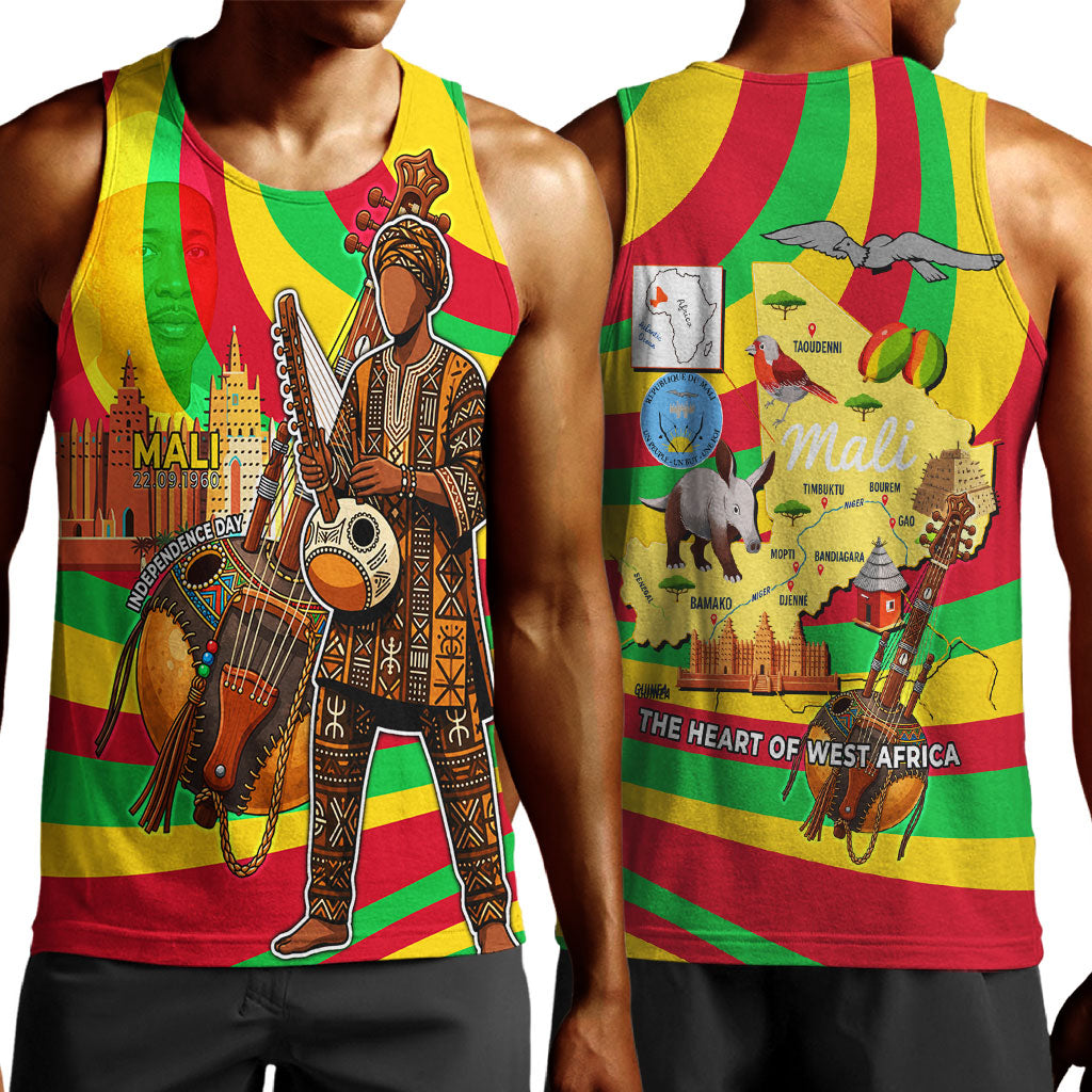 Mali Independence Day Men Tank Top West African Kora Musician Cultural