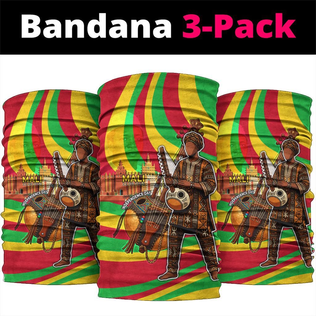 Mali Independence Day Neck Gaiter West African Kora Musician Cultural