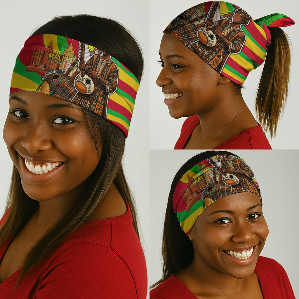 Mali Independence Day Neck Gaiter West African Kora Musician Cultural