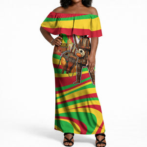 Mali Independence Day Off Shoulder Maxi Dress West African Kora Musician Cultural