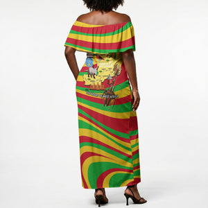 Mali Independence Day Off Shoulder Maxi Dress West African Kora Musician Cultural