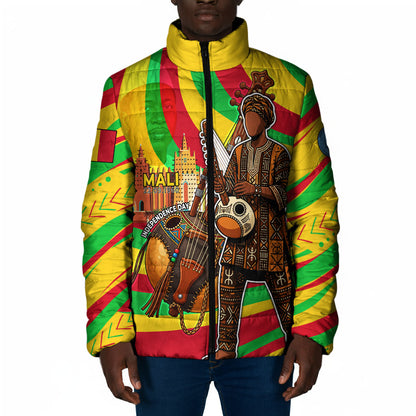 Mali Independence Day Padded Jacket West African Kora Musician Cultural