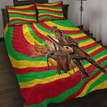 Mali Independence Day Quilt Bed Set West African Kora Musician Cultural