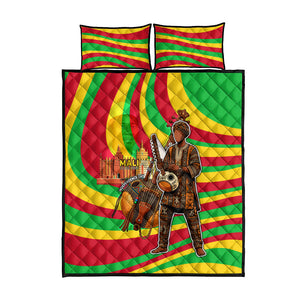 Mali Independence Day Quilt Bed Set West African Kora Musician Cultural
