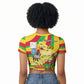 Mali Independence Day Raglan Cropped T shirt West African Kora Musician Cultural