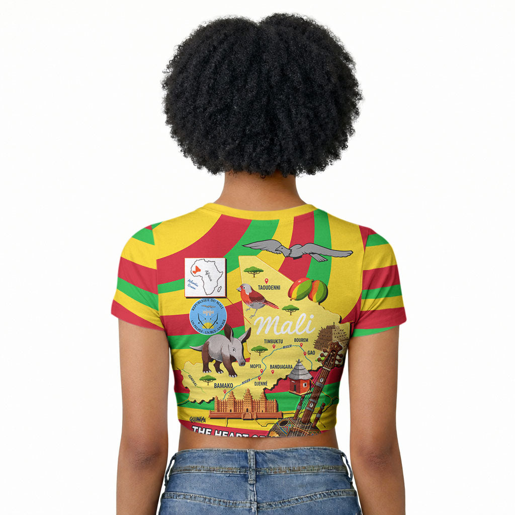 Mali Independence Day Raglan Cropped T shirt West African Kora Musician Cultural