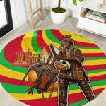 Mali Independence Day Round Carpet West African Kora Musician Cultural