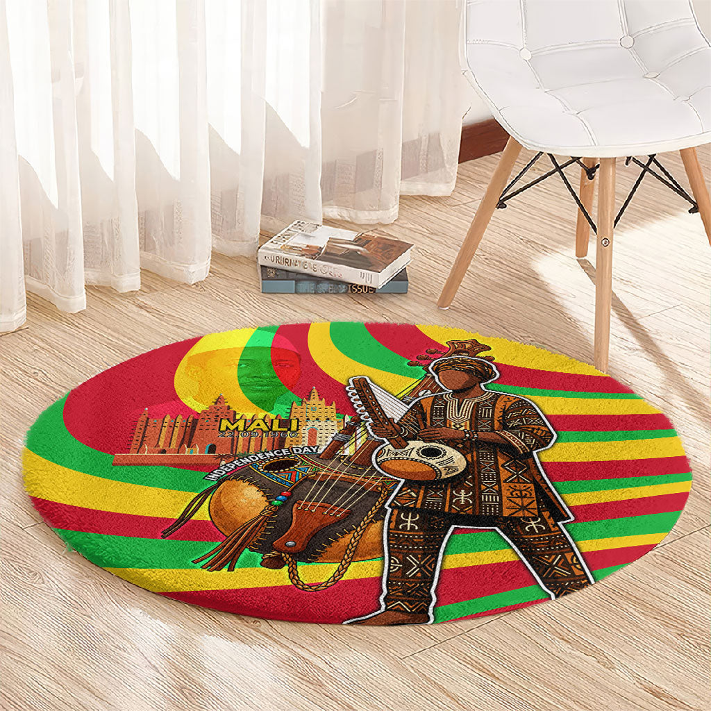 Mali Independence Day Round Carpet West African Kora Musician Cultural