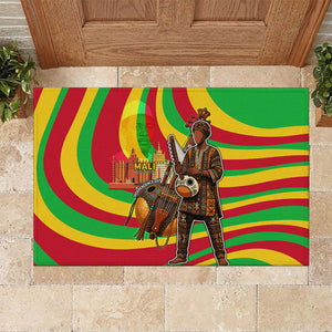Mali Independence Day Rubber Doormat West African Kora Musician Cultural