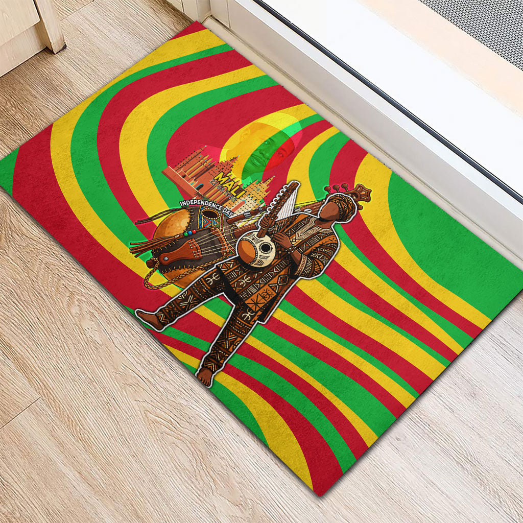 Mali Independence Day Rubber Doormat West African Kora Musician Cultural