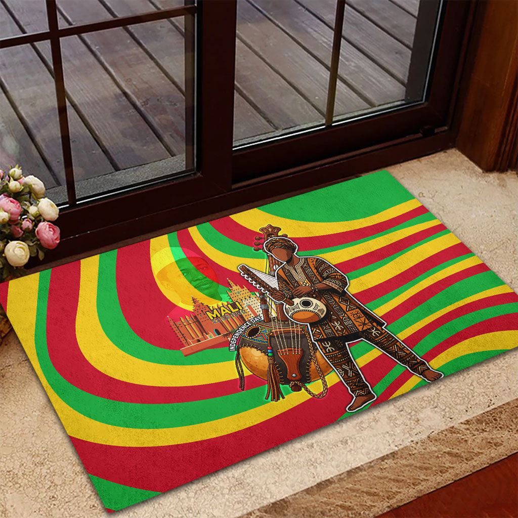 Mali Independence Day Rubber Doormat West African Kora Musician Cultural