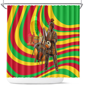 Mali Independence Day Shower Curtain West African Kora Musician Cultural