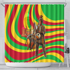 Mali Independence Day Shower Curtain West African Kora Musician Cultural