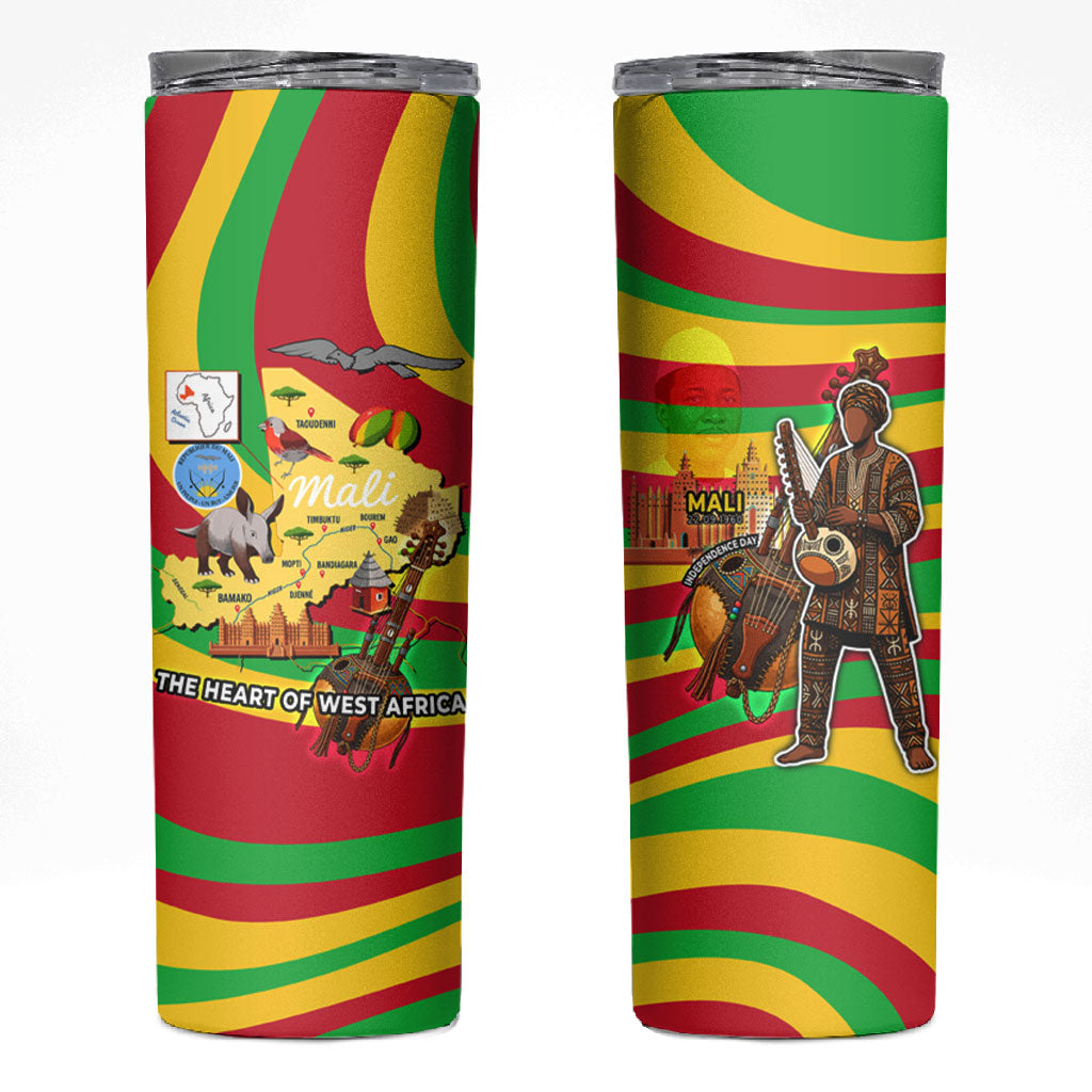 Mali Independence Day Skinny Tumbler West African Kora Musician Cultural