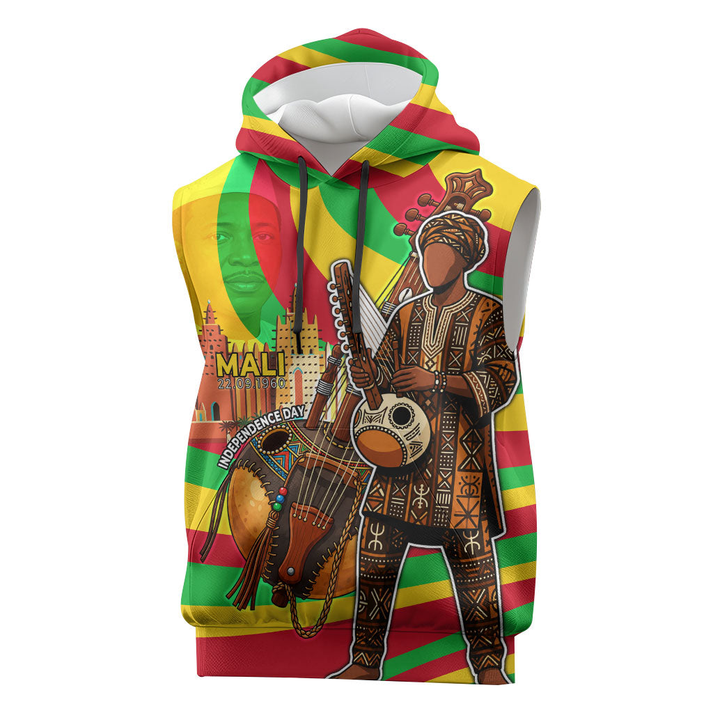 Mali Independence Day Sleeveless Hoodie West African Kora Musician Cultural