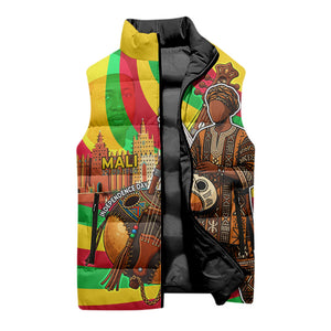 Mali Independence Day Sleeveless Puffer Jacket West African Kora Musician Cultural