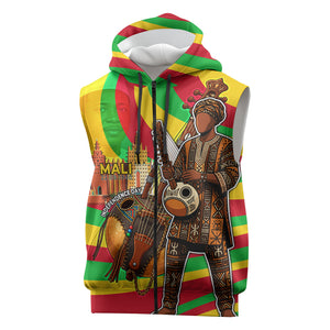 Mali Independence Day Sleeveless Zip Hoodie West African Kora Musician Cultural