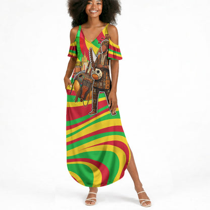 Mali Independence Day Summer Maxi Dress West African Kora Musician Cultural