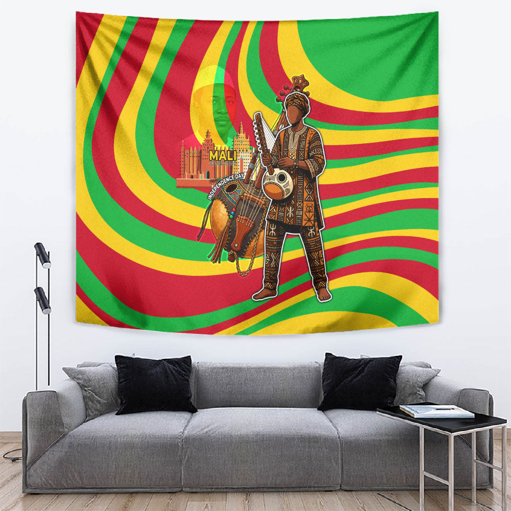 Mali Independence Day Tapestry West African Kora Musician Cultural