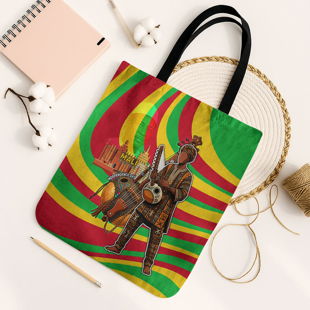 Mali Independence Day Tote Bag West African Kora Musician Cultural