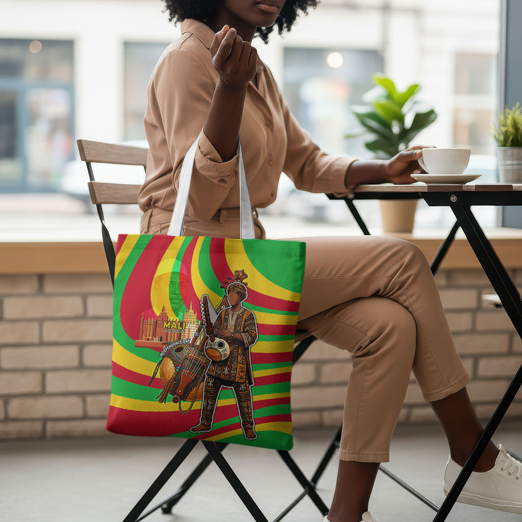 Mali Independence Day Tote Bag West African Kora Musician Cultural