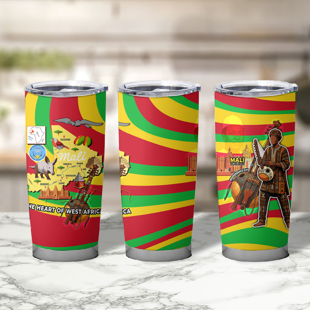 Mali Independence Day Tumbler Cup West African Kora Musician Cultural
