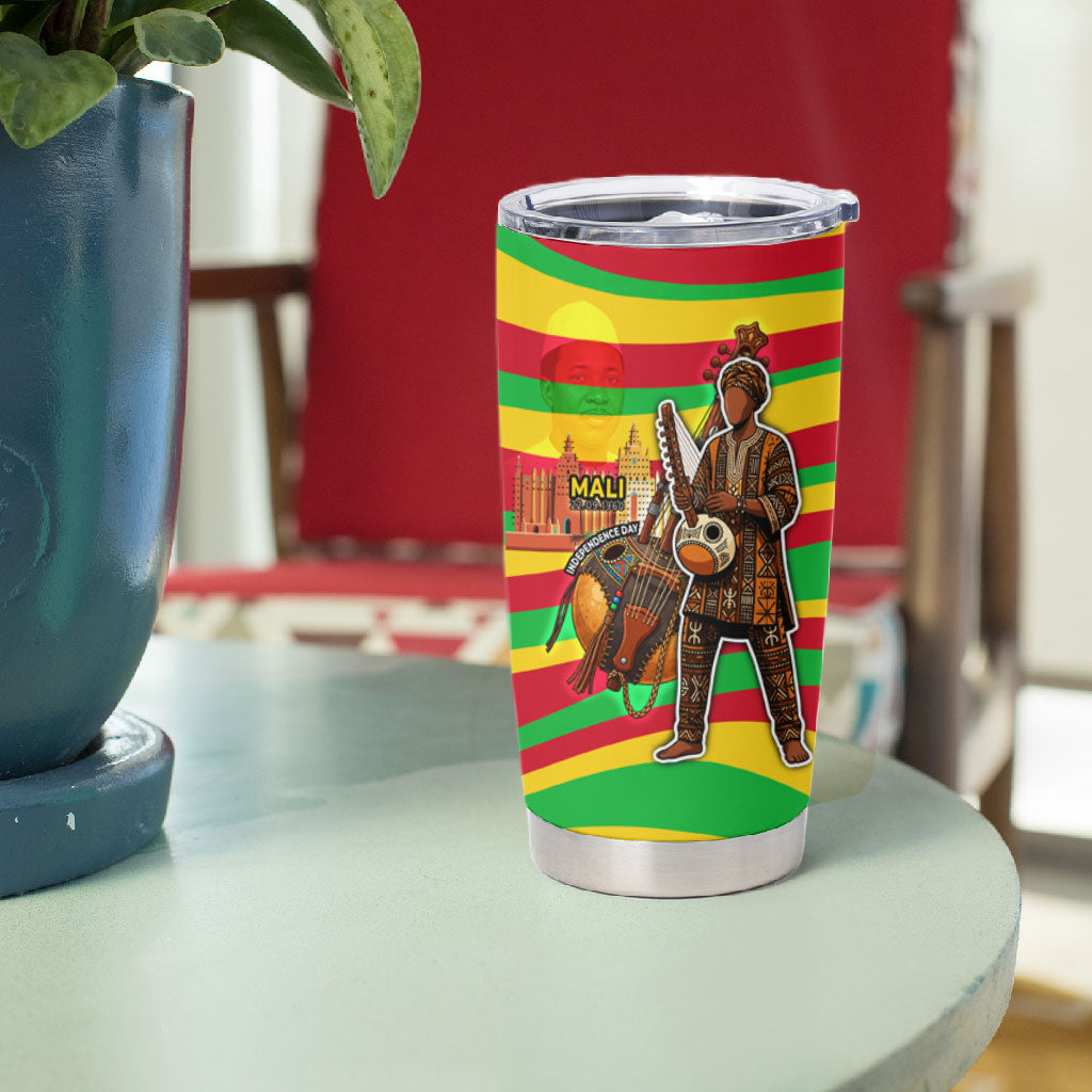 Mali Independence Day Tumbler Cup West African Kora Musician Cultural