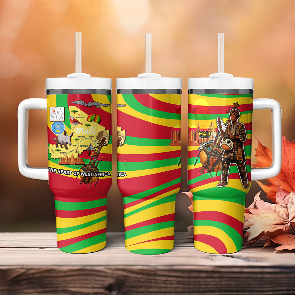 Mali Independence Day Tumbler With Handle West African Kora Musician Cultural