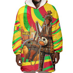 Mali Independence Day Wearable Blanket Hoodie West African Kora Musician Cultural