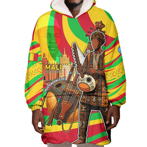 Mali Independence Day Wearable Blanket Hoodie West African Kora Musician Cultural