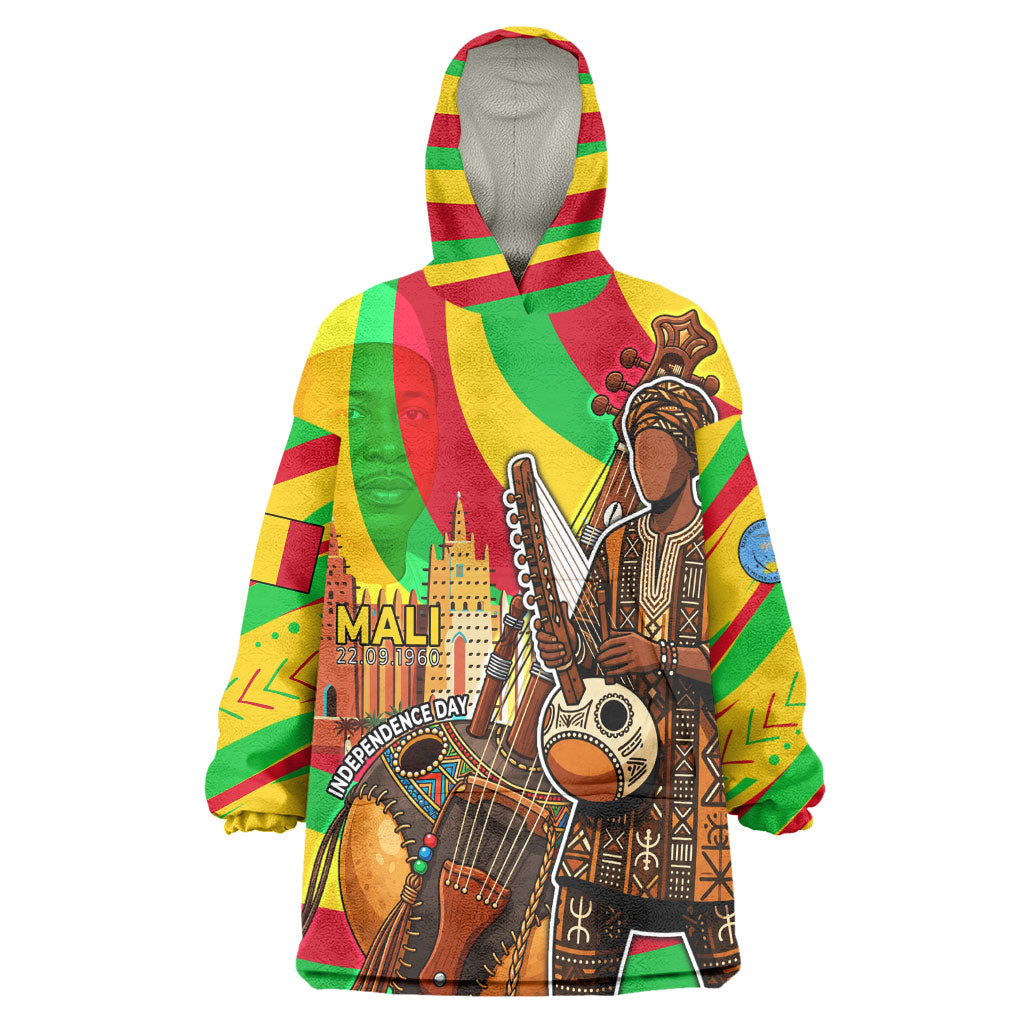 Mali Independence Day Wearable Blanket Hoodie West African Kora Musician Cultural
