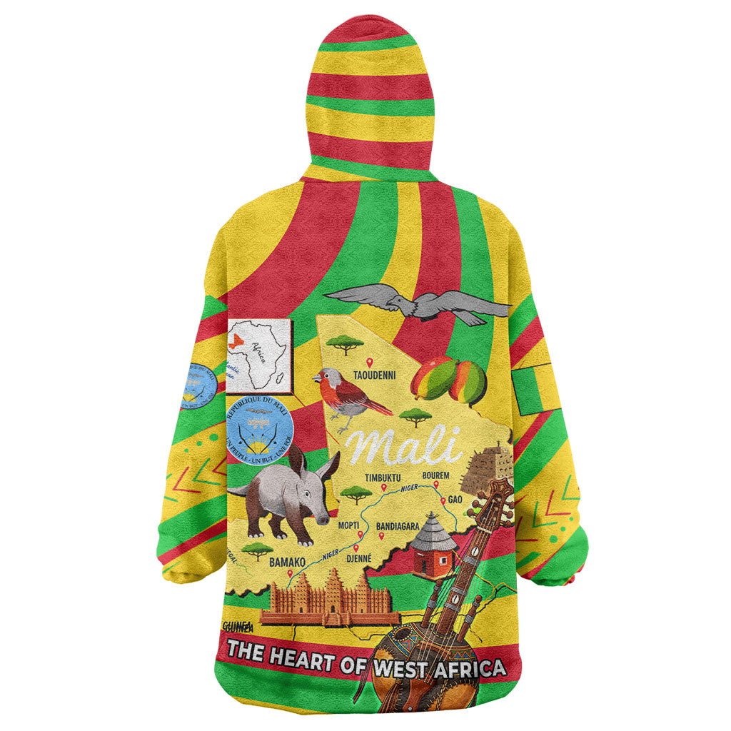Mali Independence Day Wearable Blanket Hoodie West African Kora Musician Cultural