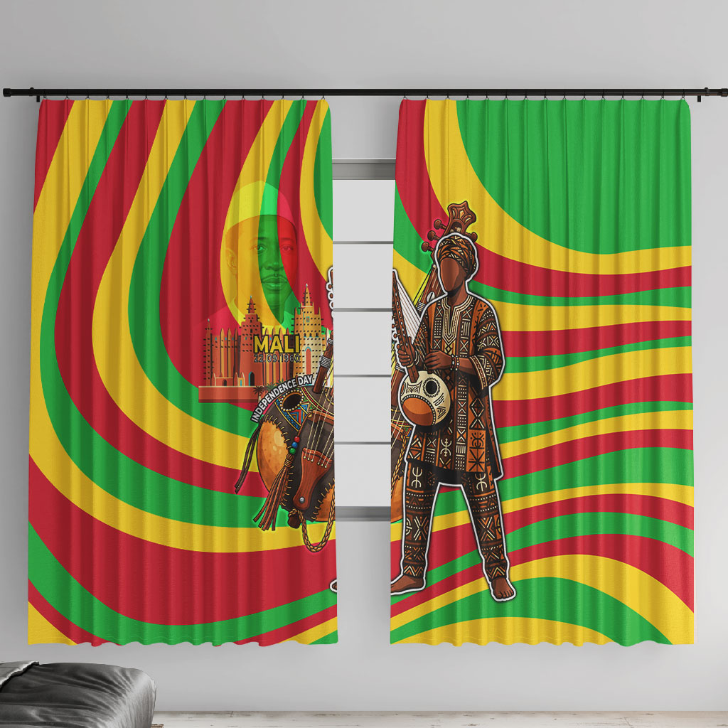 Mali Independence Day Window Curtain West African Kora Musician Cultural