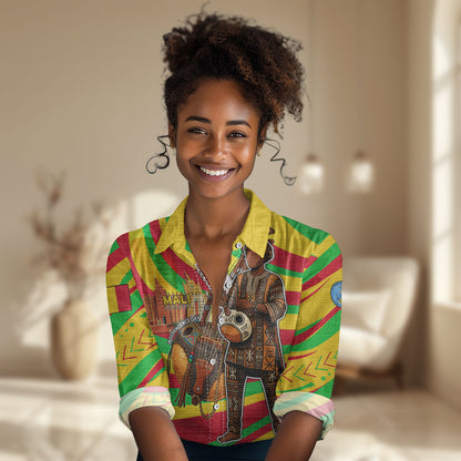 Mali Independence Day Women Casual Shirt West African Kora Musician Cultural
