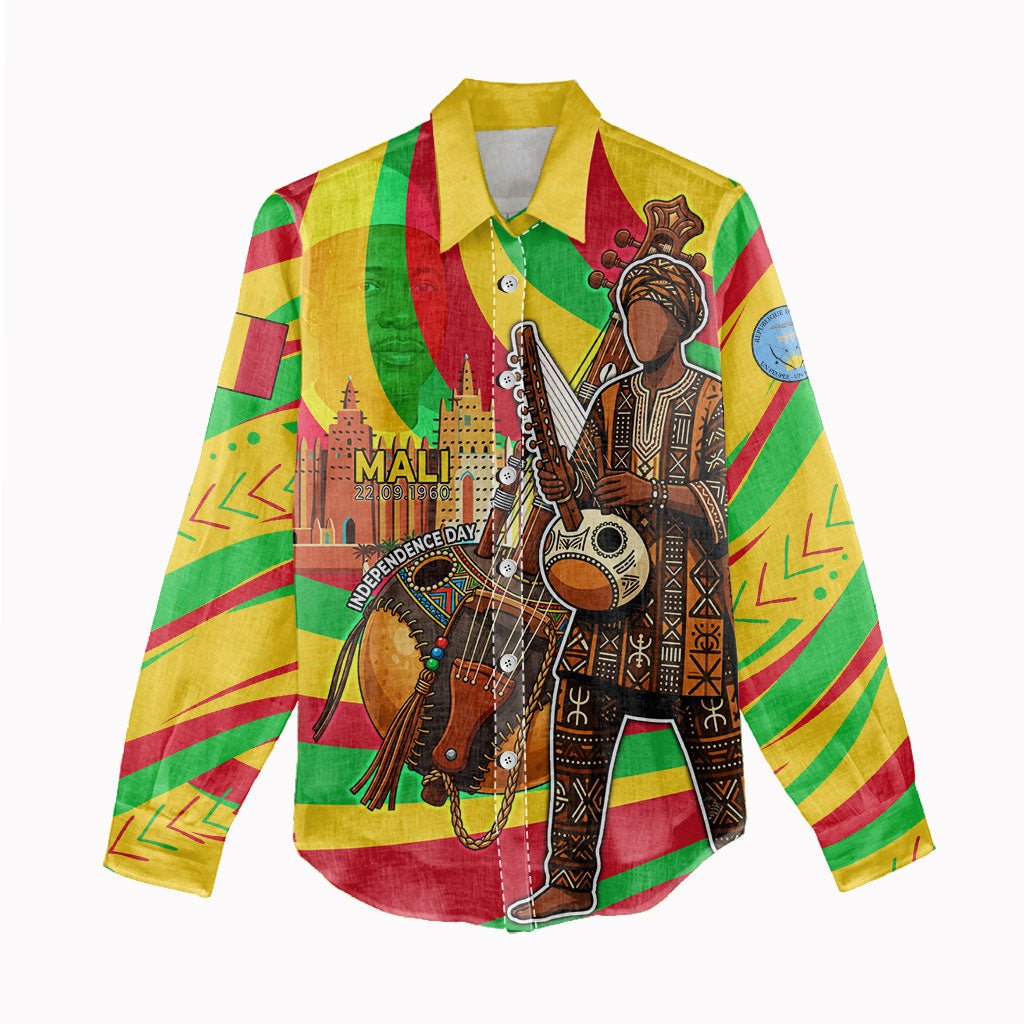 Mali Independence Day Women Casual Shirt West African Kora Musician Cultural