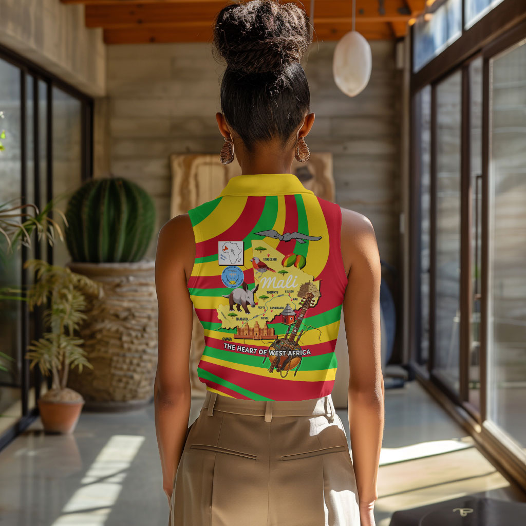 Mali Independence Day Women Sleeveless Polo Shirt West African Kora Musician Cultural