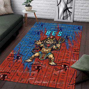 Bes Area Rug Ancient Egyptian Hieroglyphs and Sacred Symbols Ancient Myth - African Pride
