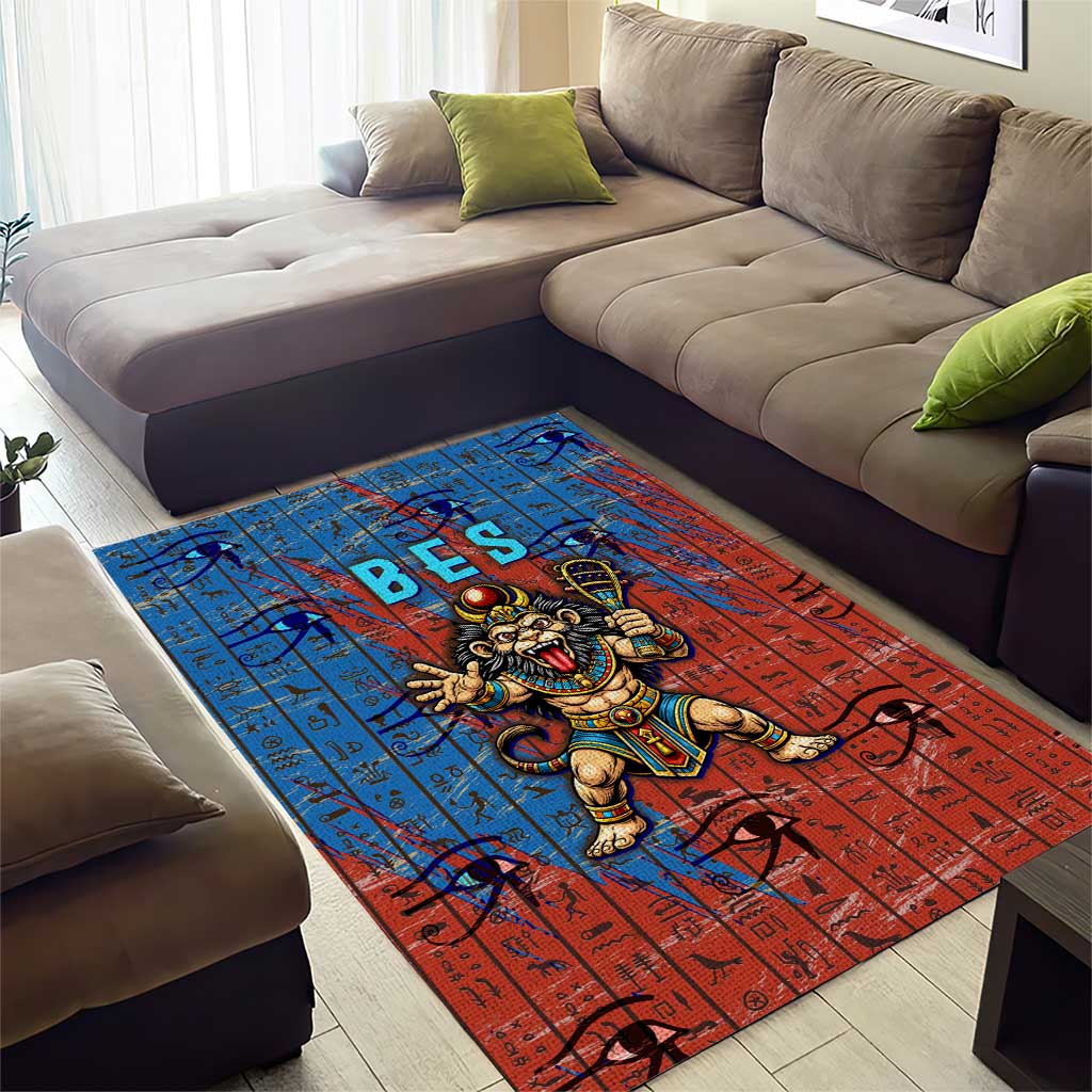 Bes Area Rug Ancient Egyptian Hieroglyphs and Sacred Symbols Ancient Myth - African Pride