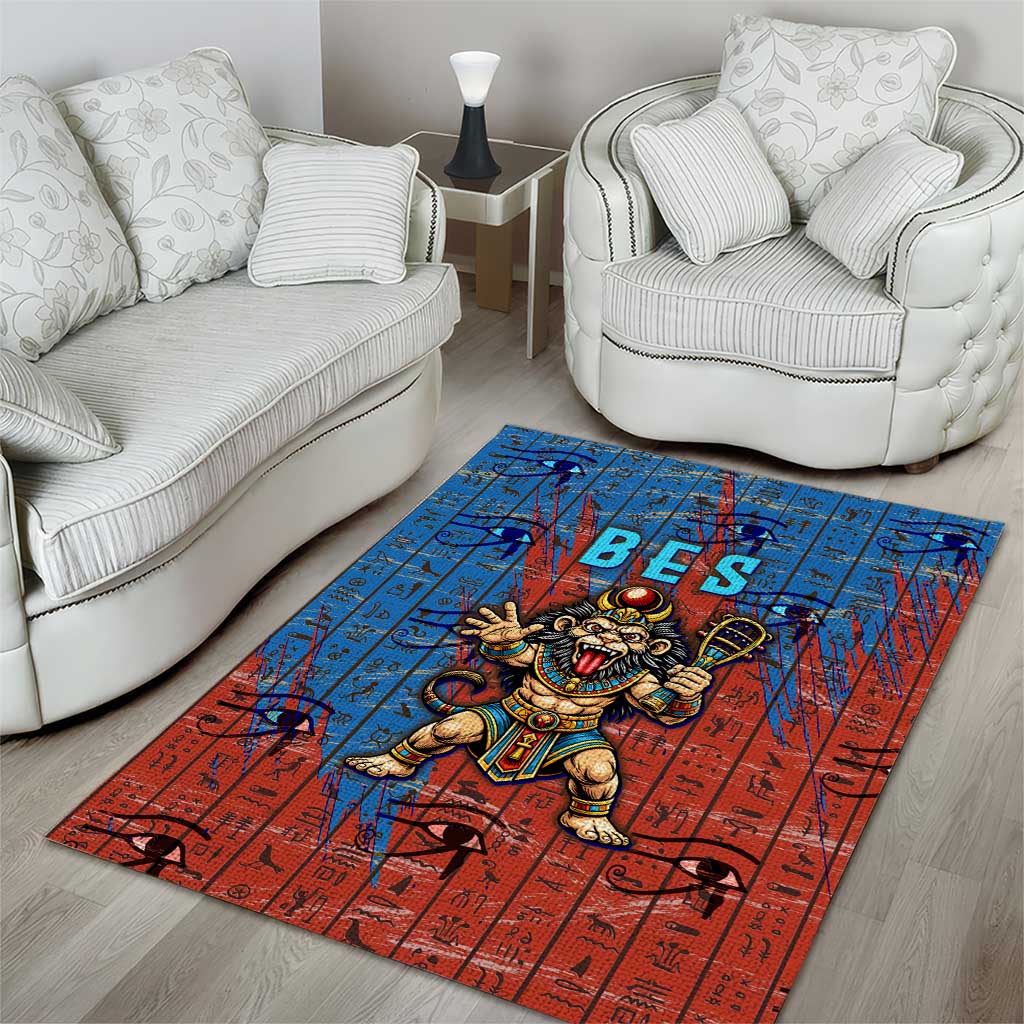 Bes Area Rug Ancient Egyptian Hieroglyphs and Sacred Symbols Ancient Myth - African Pride