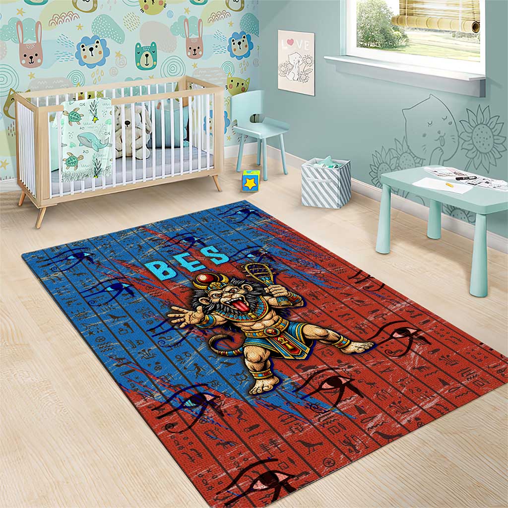 Bes Area Rug Ancient Egyptian Hieroglyphs and Sacred Symbols Ancient Myth - African Pride