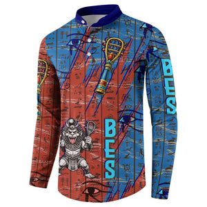 Bes Button Sweatshirt Ancient Egyptian Hieroglyphs and Sacred Symbols Ancient Myth