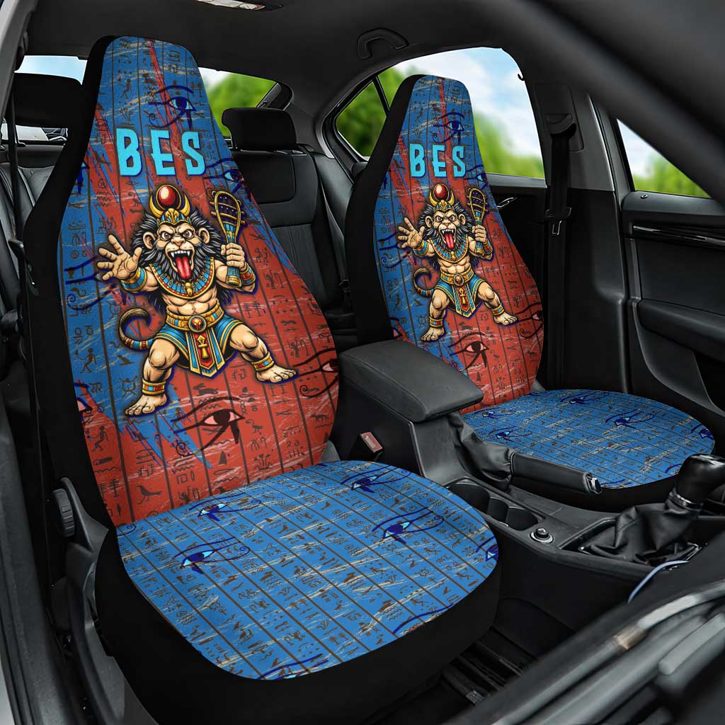 Bes Car Seat Cover Ancient Egyptian Hieroglyphs and Sacred Symbols Ancient Myth - African Pride