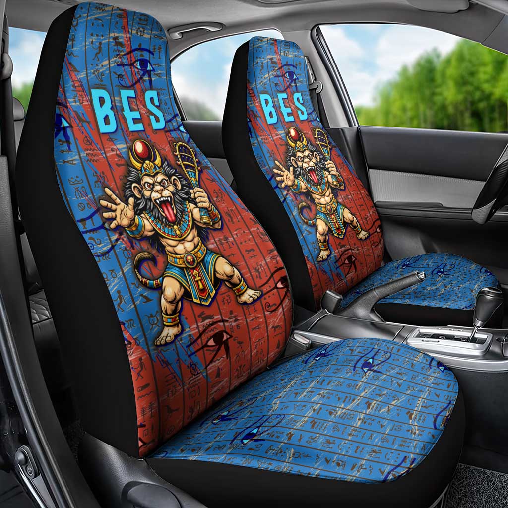 Bes Car Seat Cover Ancient Egyptian Hieroglyphs and Sacred Symbols Ancient Myth - African Pride