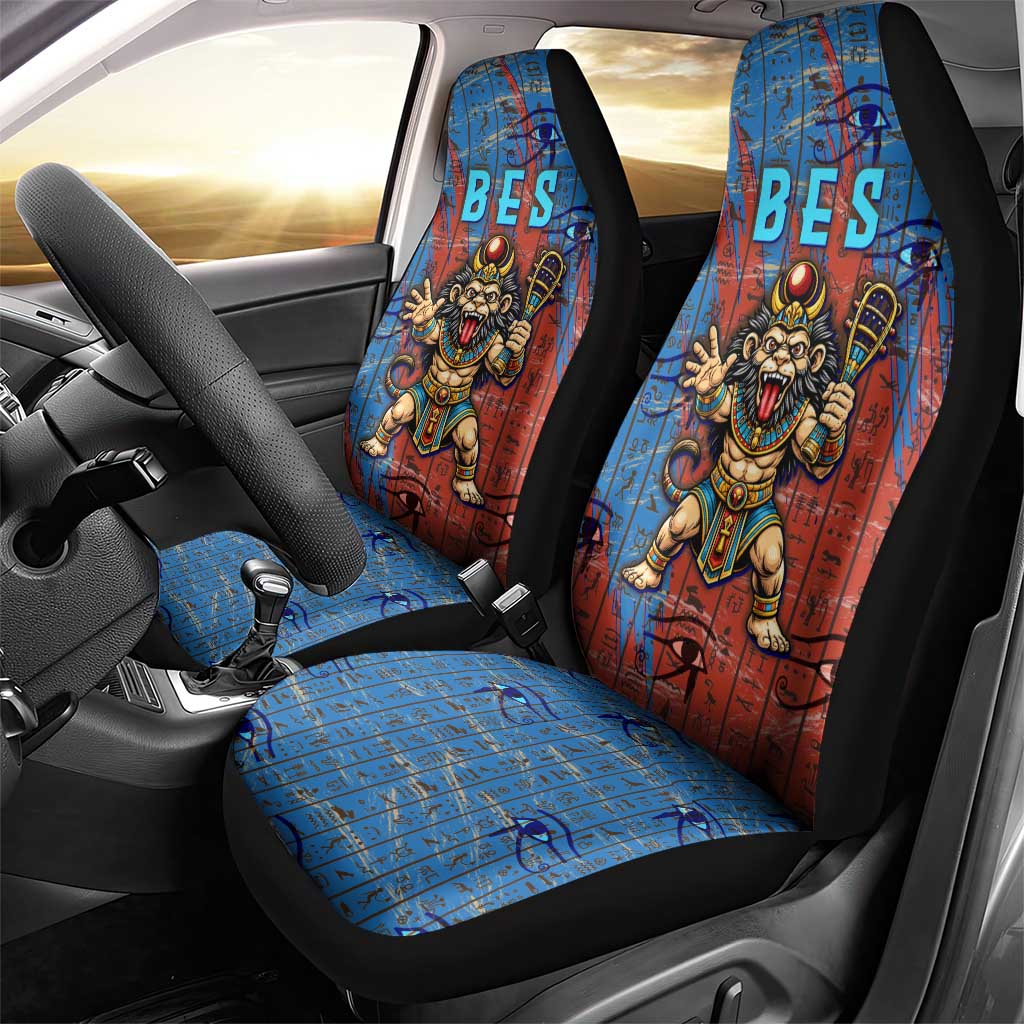 Bes Car Seat Cover Ancient Egyptian Hieroglyphs and Sacred Symbols Ancient Myth - African Pride