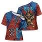 Bes Cross Shoulder Shirt Ancient Egyptian Hieroglyphs and Sacred Symbols Ancient Myth - African Pride
