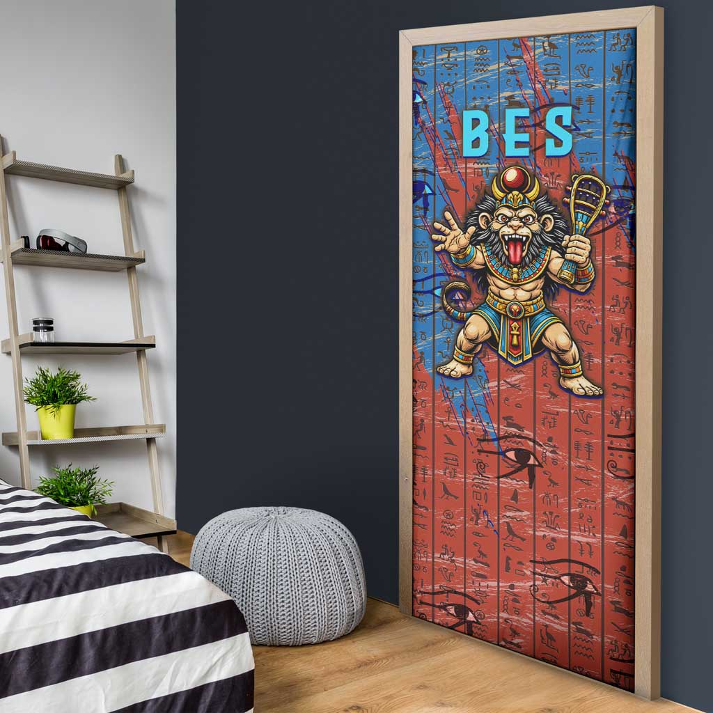 Bes Door Cover Ancient Egyptian Hieroglyphs and Sacred Symbols Ancient Myth - African Pride
