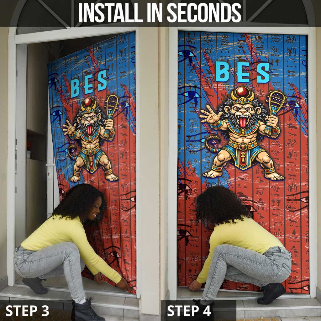 Bes Door Cover Ancient Egyptian Hieroglyphs and Sacred Symbols Ancient Myth - African Pride