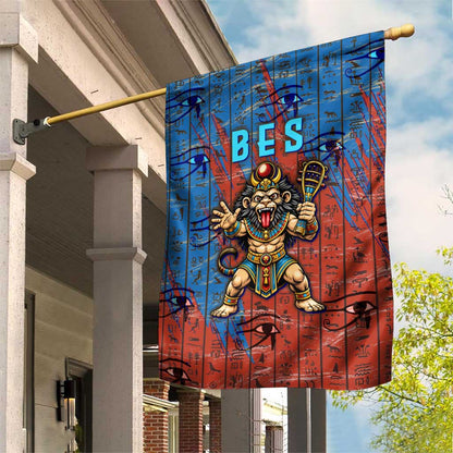 Bes Garden Flag Ancient Egyptian Hieroglyphs and Sacred Symbols Ancient Myth - African Pride