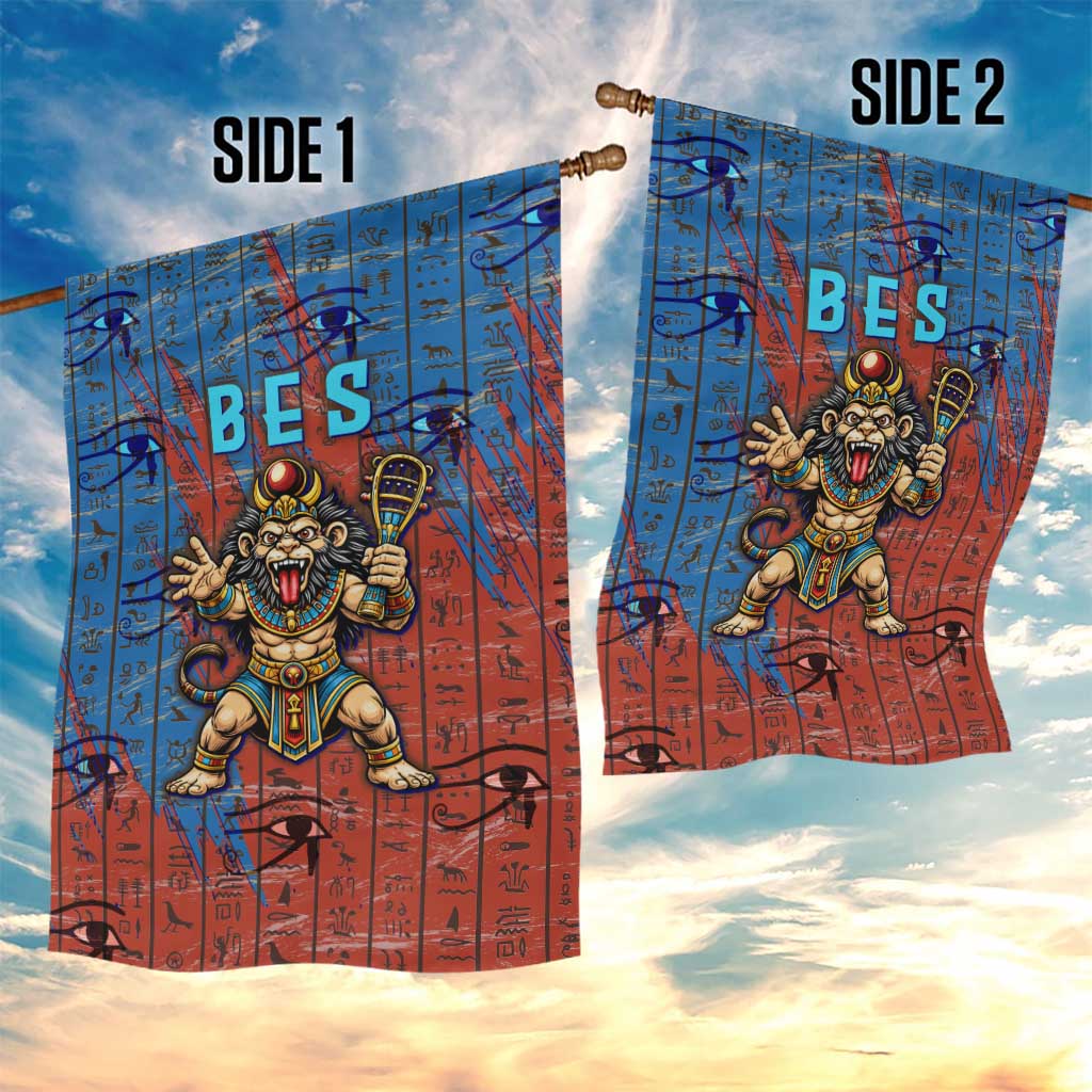 Bes Garden Flag Ancient Egyptian Hieroglyphs and Sacred Symbols Ancient Myth - African Pride