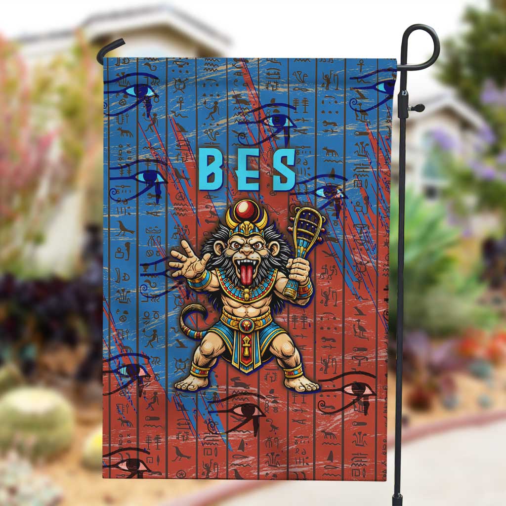 Bes Garden Flag Ancient Egyptian Hieroglyphs and Sacred Symbols Ancient Myth - African Pride